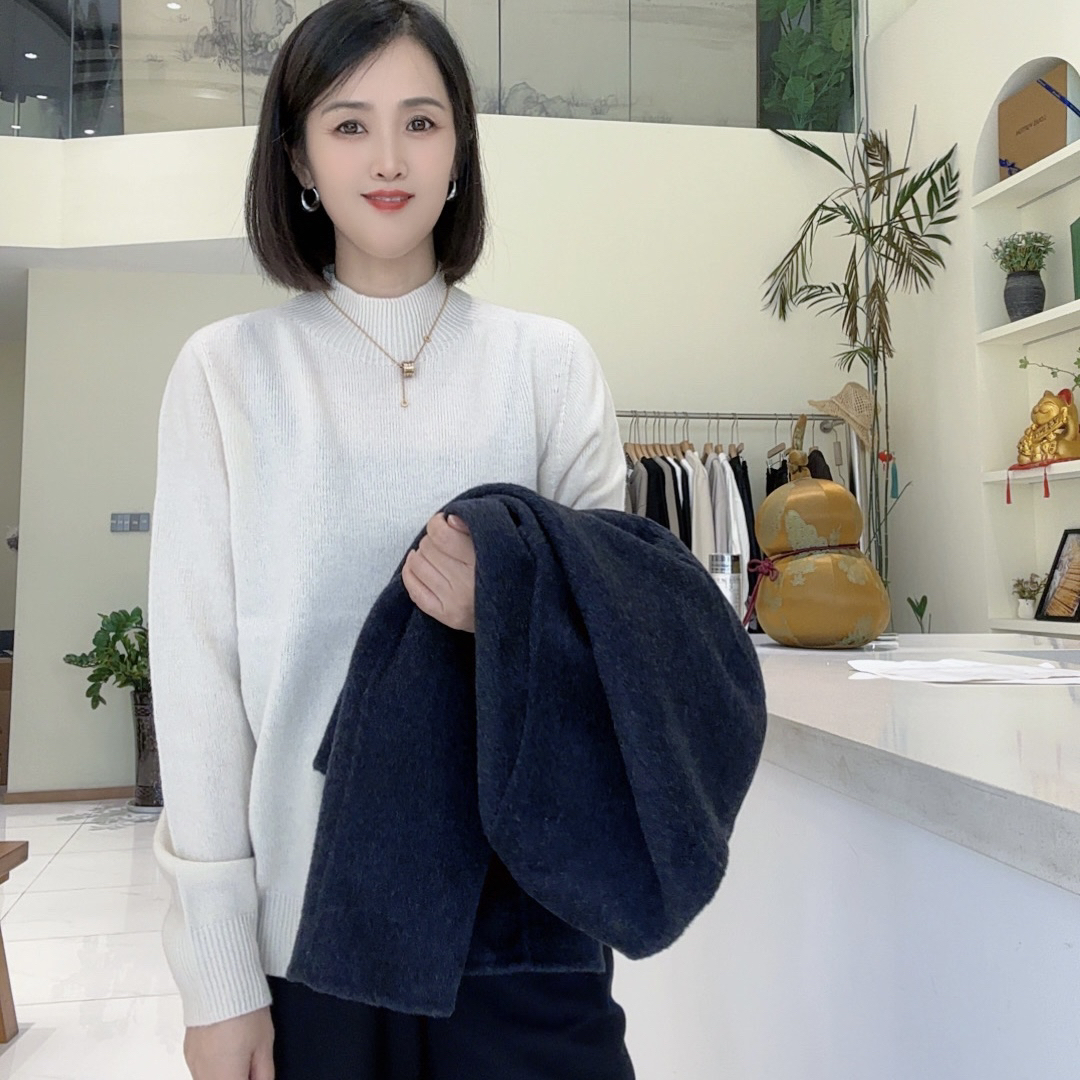 【余姚心依阁】1966半高领羊绒无缝一体ins打底毛衣加厚简约气质