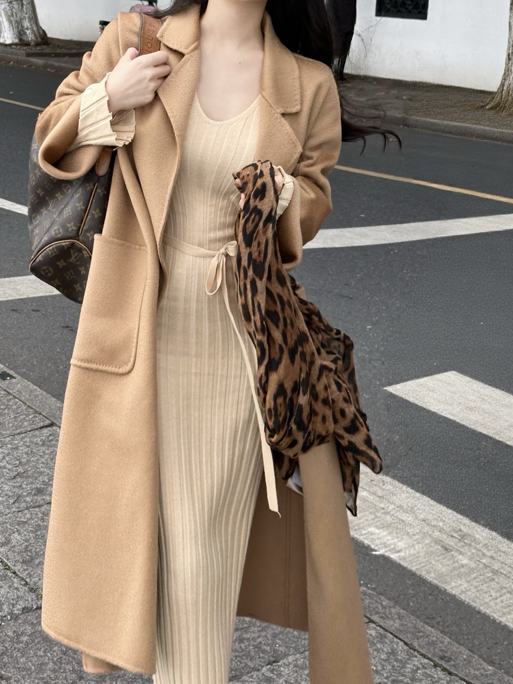 Ec轻熟风驼色羊绒大衣  100%澳洲羊毛大衣外套 秋冬经典百搭气质