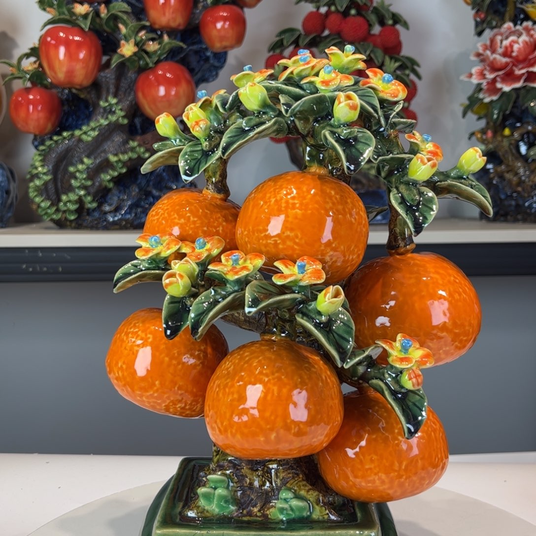 陶瓷大吉大利盆景橘子长25高37