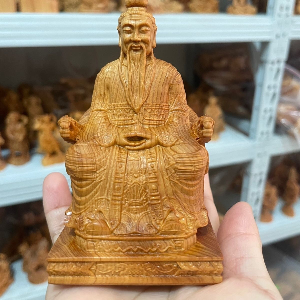 木雕三清道祖神像太上老君元始天尊家居供奉摆件手