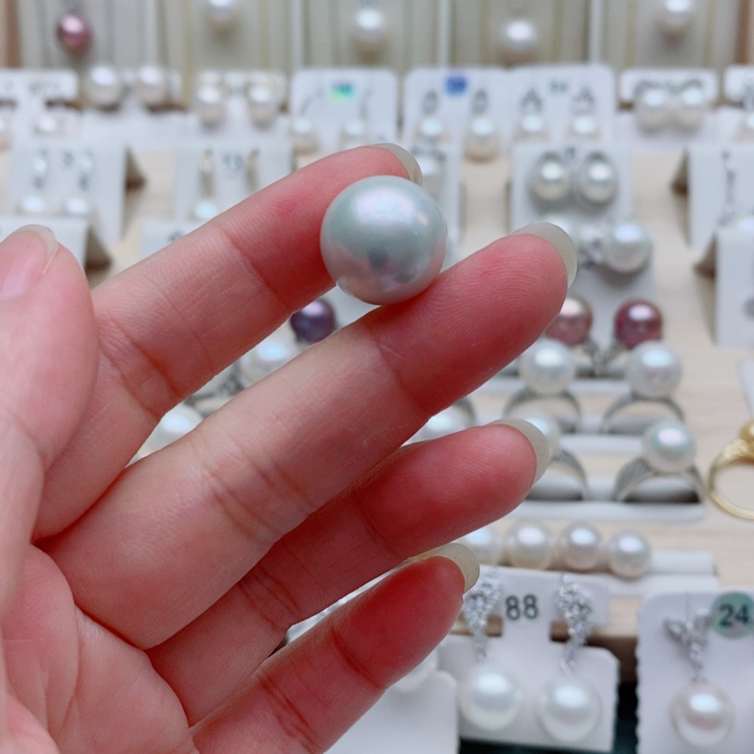 我***呀淡水珍珠未镶嵌项链14mm