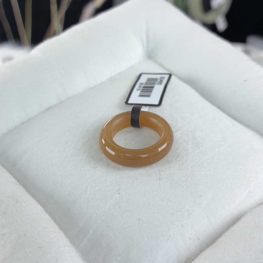 和田玉未镶嵌戒指i35咖糖圆条15.0不退换