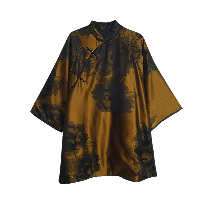 30姆米满分桑蚕丝新缎加厚斜襟长款奥黛JX39377