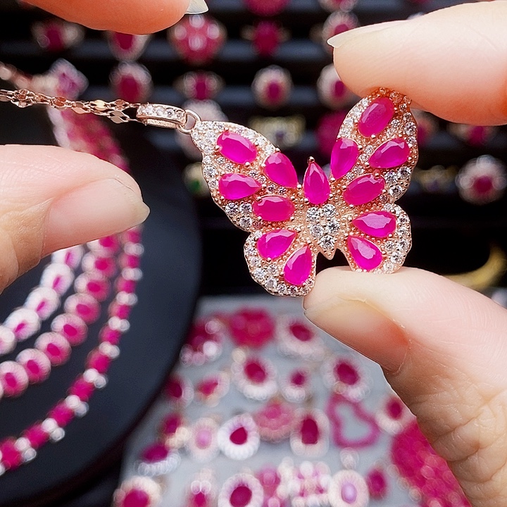 颈饰银S925镶嵌红宝石