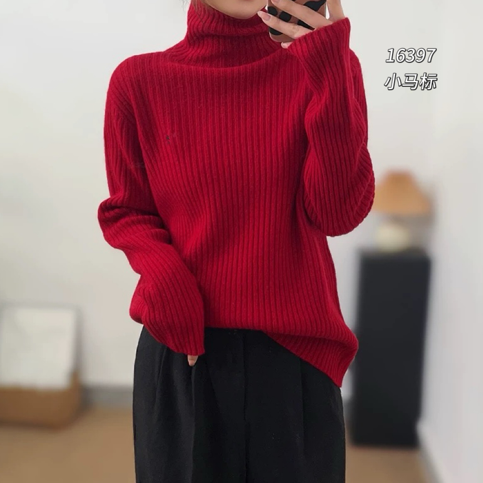 16397 WANGDAN（部无水洗唛介意慎拍)新款小马标刺绣高领针织衫