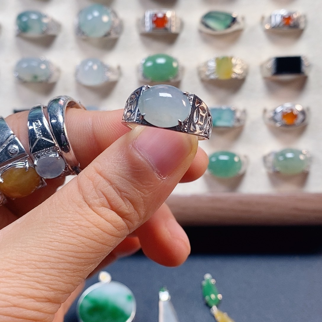 翡翠银S925镶嵌戒指