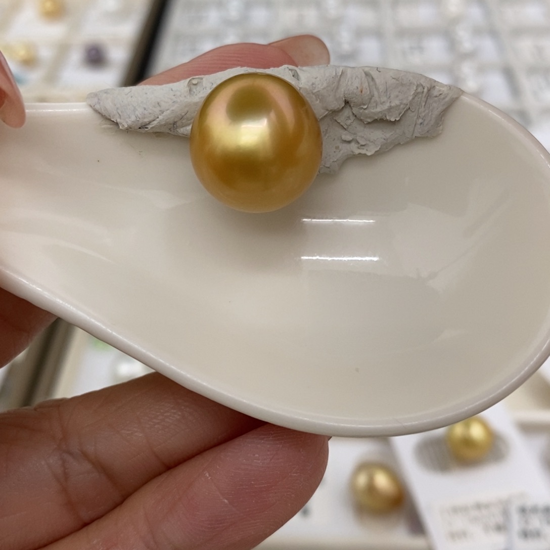 海水珍珠裸珠未镶嵌金珠14.9