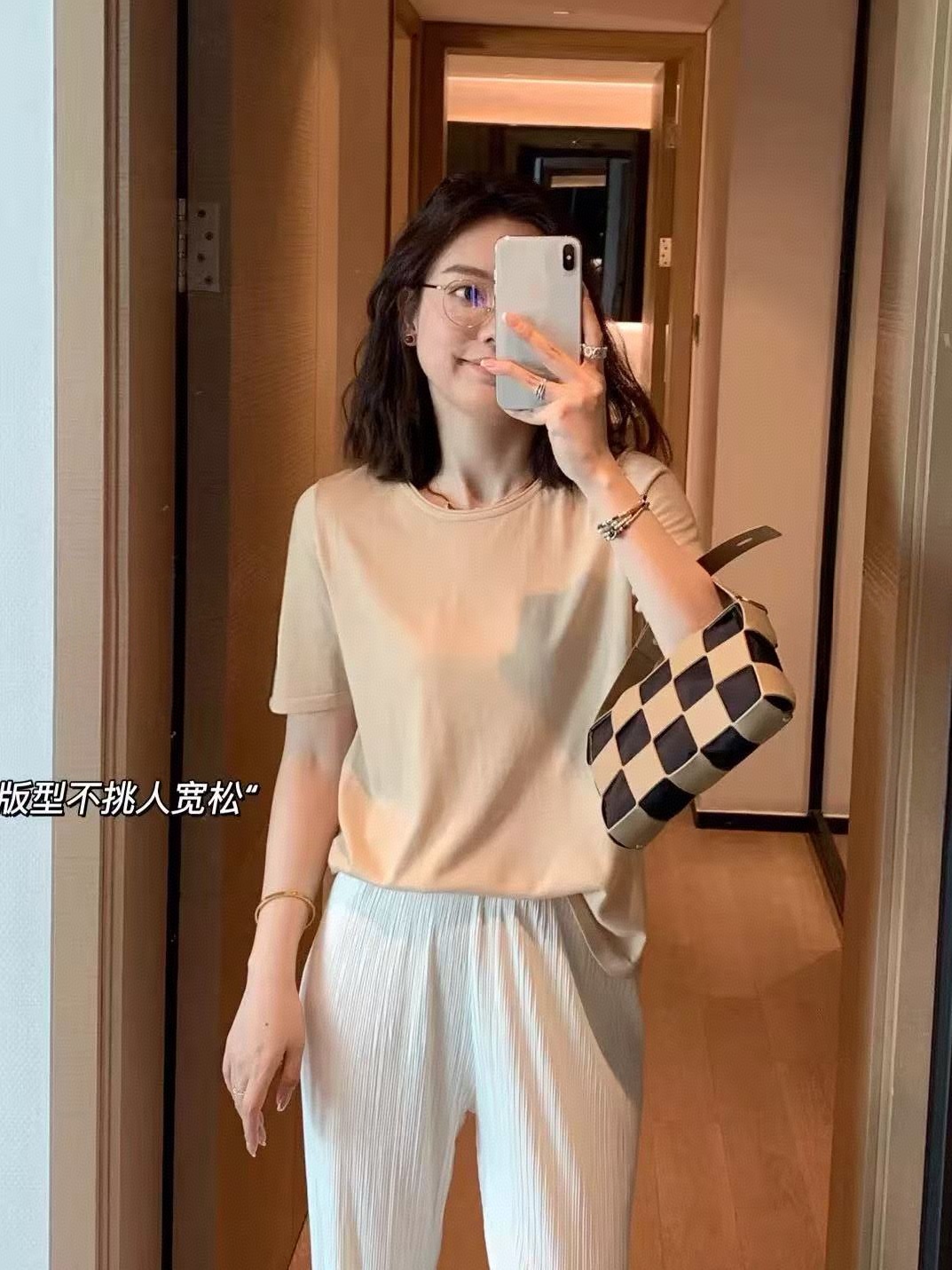 【卡云姿工厂店】天丝+蚕丝-夏季凉感-时尚女人味通勤风短袖针织衫