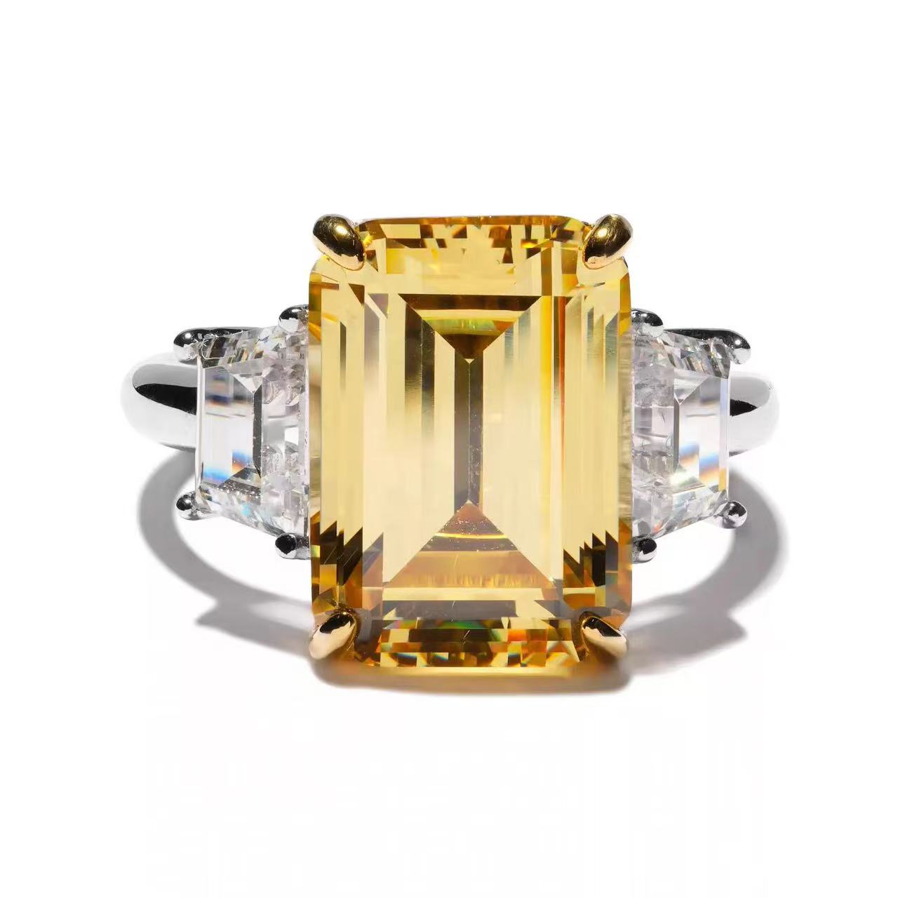 铜合金戒指 百搭时尚轻奢【CH】黄色方钻戒指