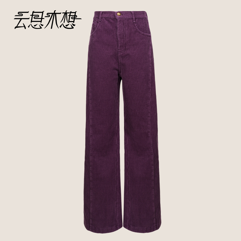 Ysimo-X云思木想 岁华梦暖 弧线分割灯芯绒加绒直筒休闲裤12879