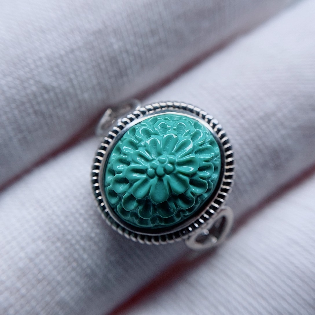 绿松石戒指银S925镶嵌