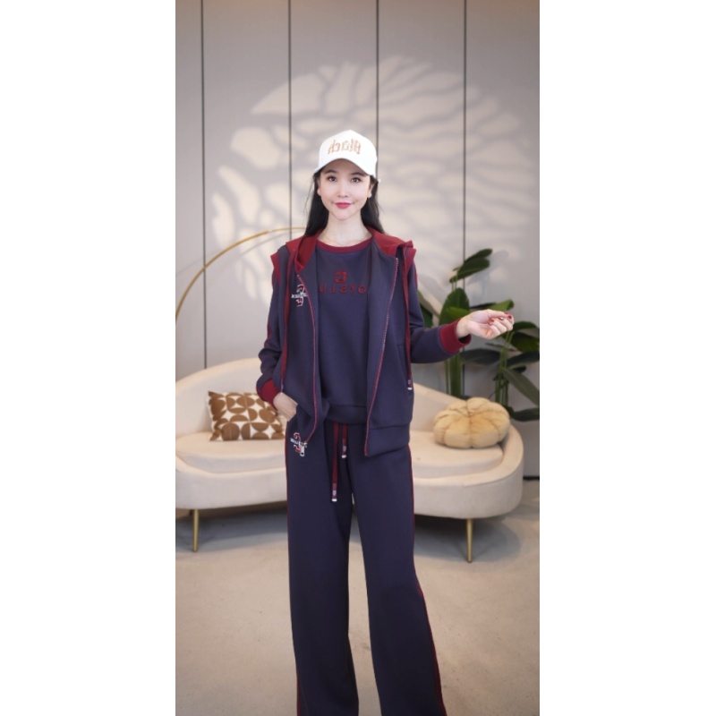 香港UGKG 妈妈贵气穿搭套装2025超火三件套秋装卫衣马甲外套女装7