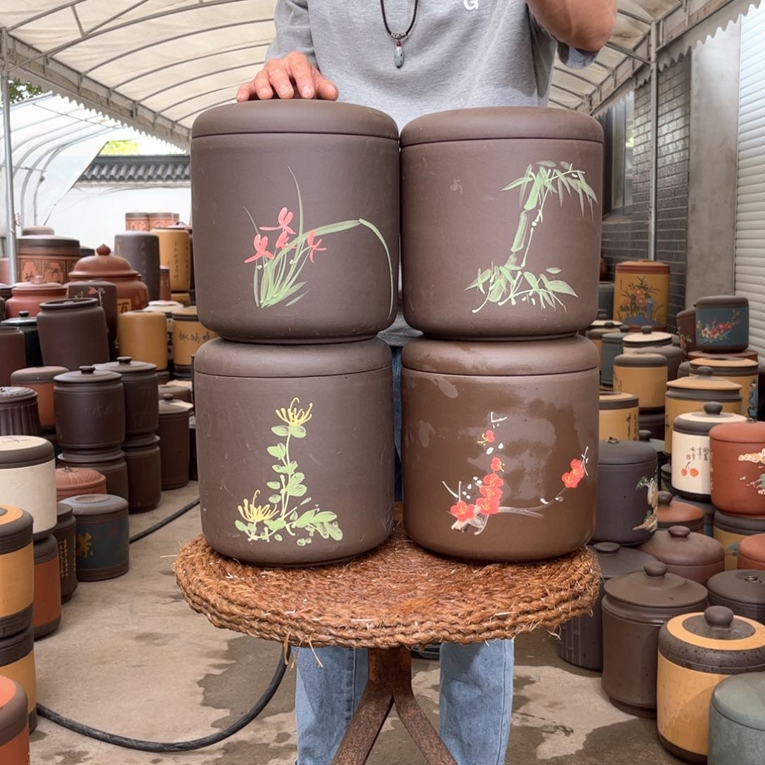 紫砂茶叶罐梅兰竹菊