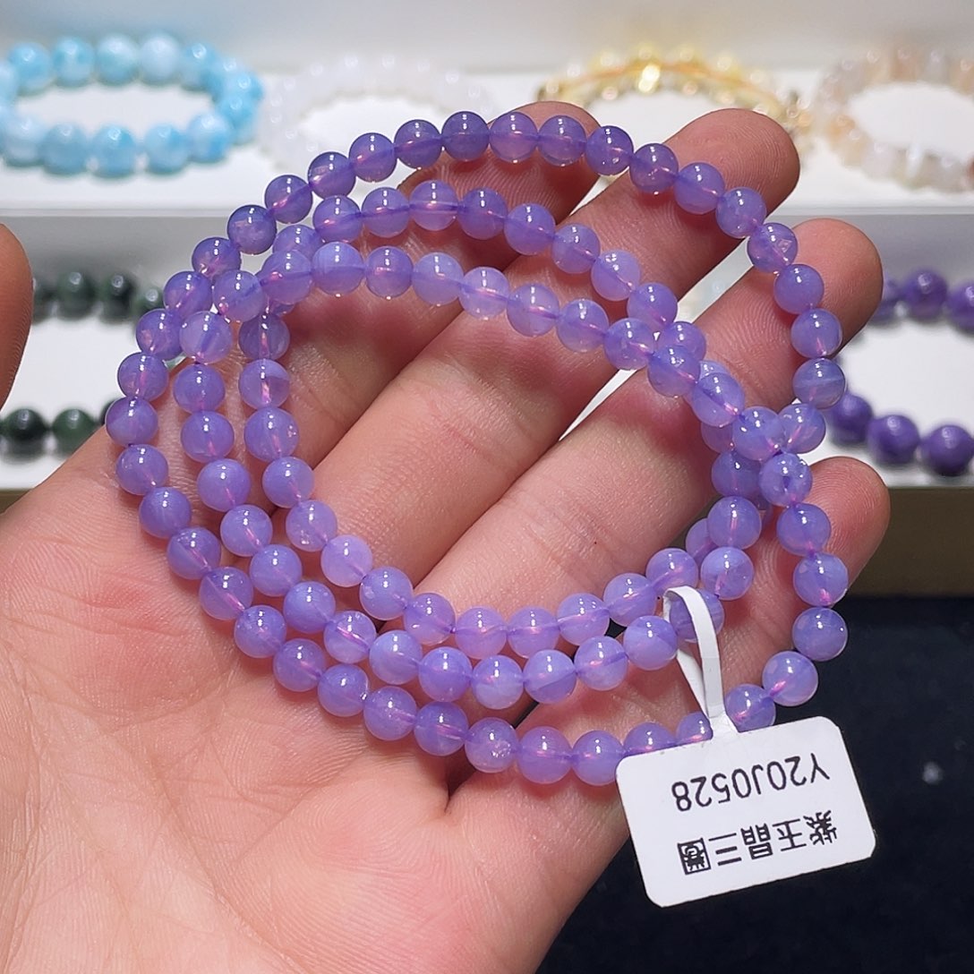 水晶手链未镶嵌紫玉晶三圈5.9