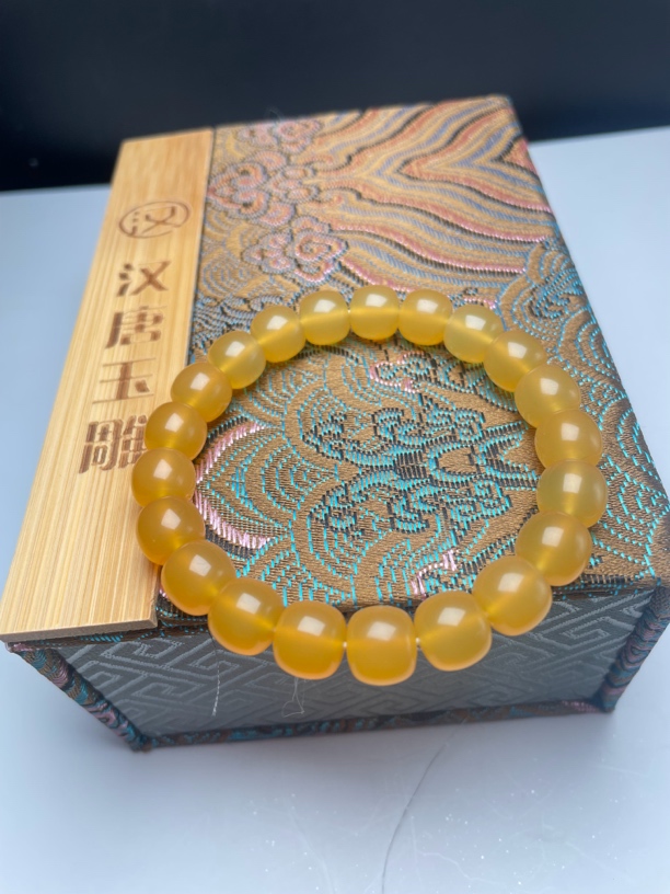 缅黄 缅甸黄玉 玉化料精品手工老型手串单圈10mm手串