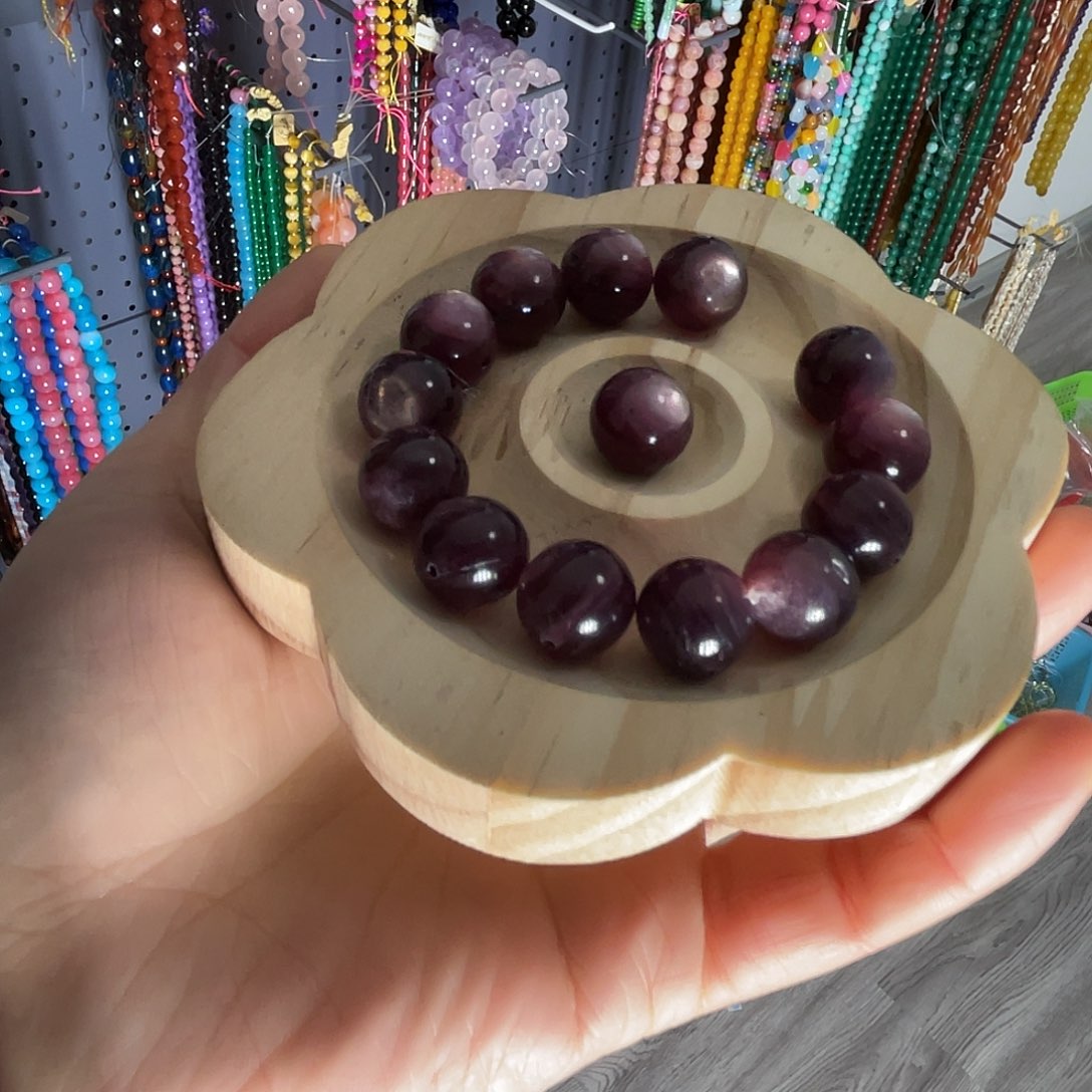 玛瑙/玉髓珠宝半成品未镶嵌紫锂云母13mm单颗