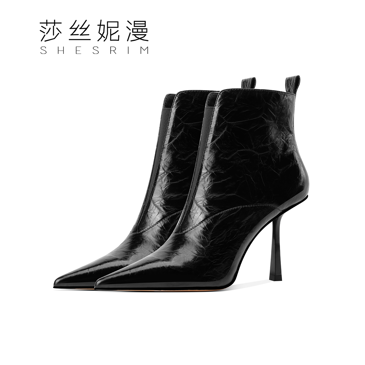 226-【弗洛伦萨】高级感短靴女2025冬季新款黑尖头细高跟时装靴