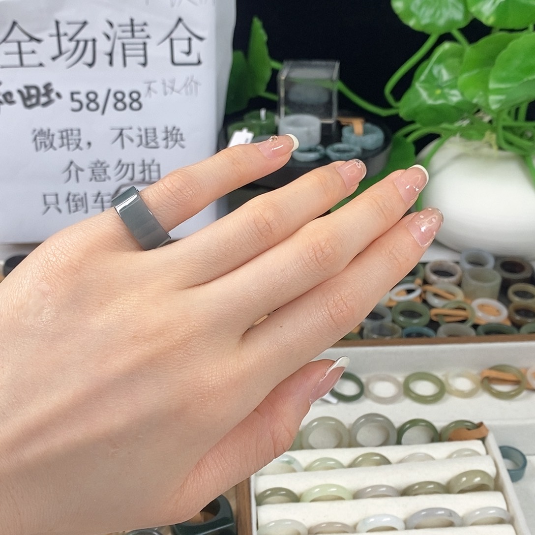 和田玉戒指未镶嵌z155蓝水尾戒15.2不退换