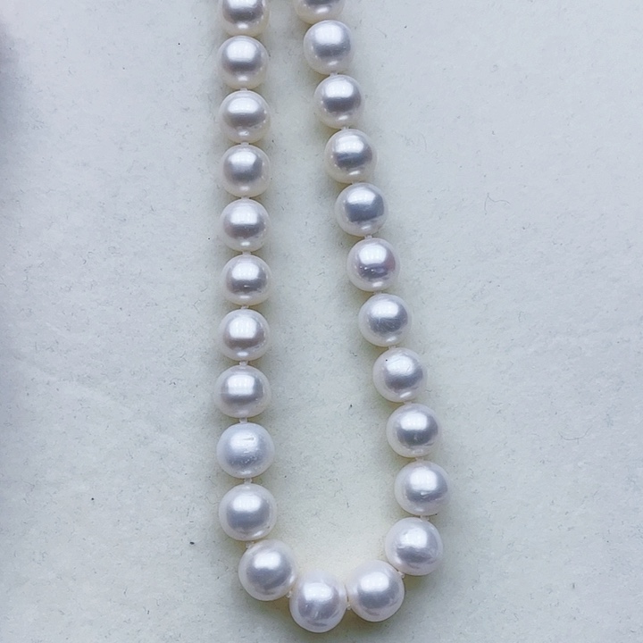 淡水珍珠颈饰银S925镶嵌卡10➕高品极光白炫彩