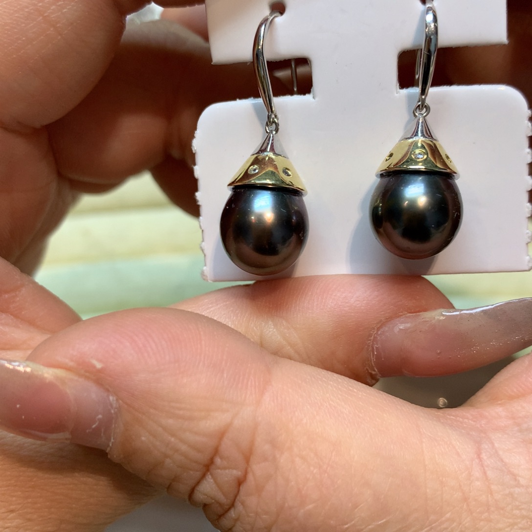 海水珍珠耳饰银S925镶嵌