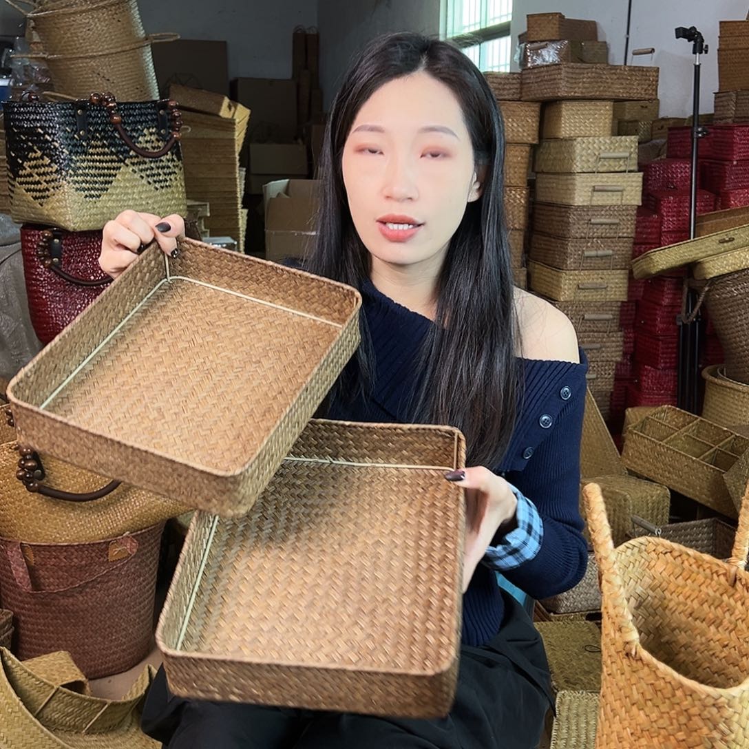 草编草编包/草编收纳盒带瑕疵