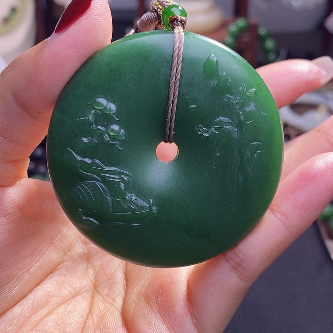 和田玉清货价老矿料碧玉平安扣吊坠未镶嵌