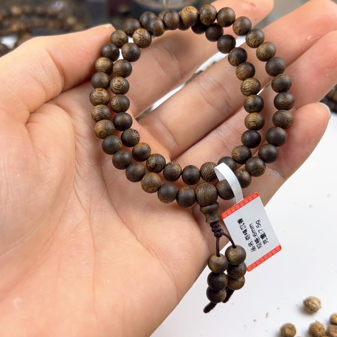 沉香手串圆珠双圈6mm