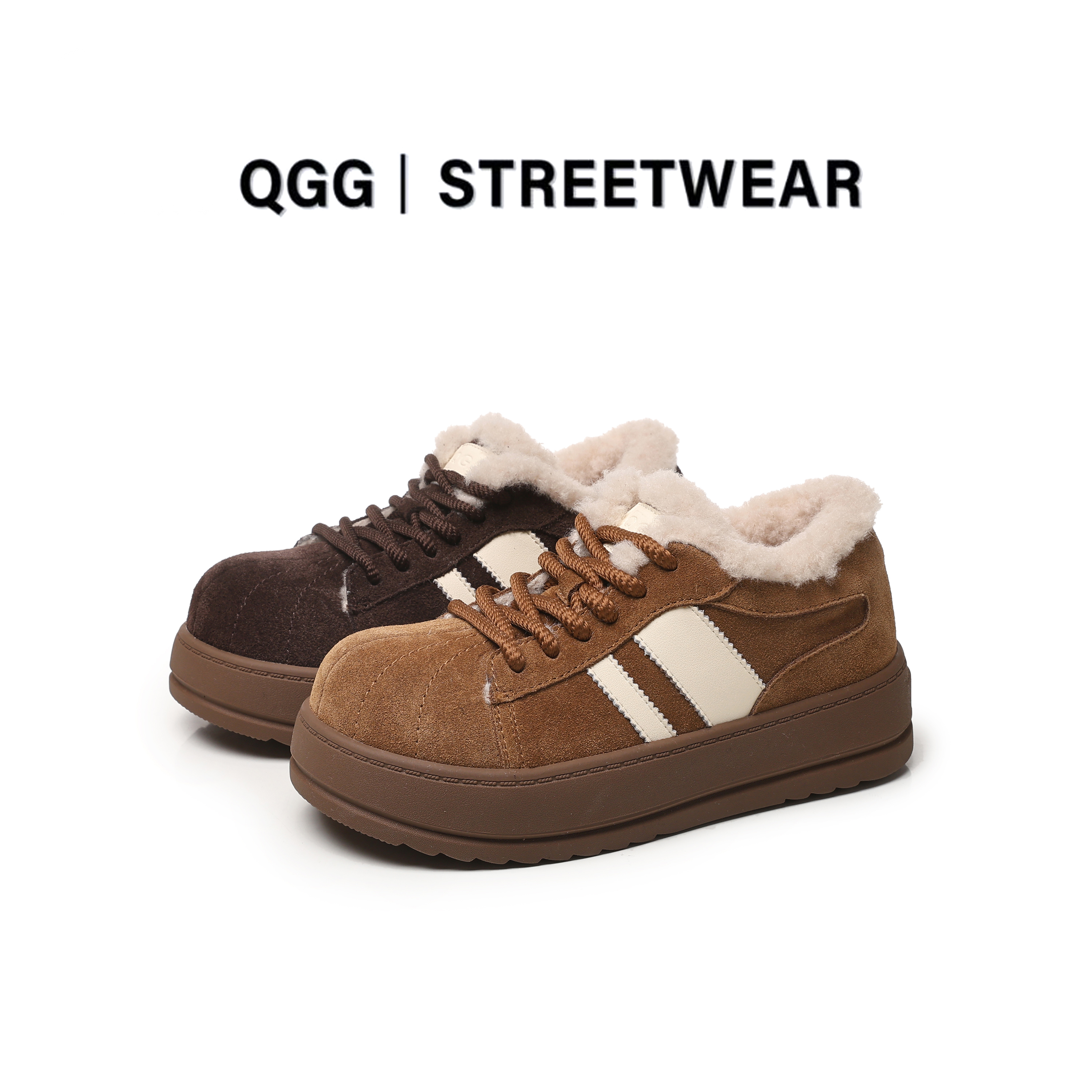 【QGG】防水~雪地靴2025年冬季高帮休闲鞋增高保暖厚底女鞋Q2550