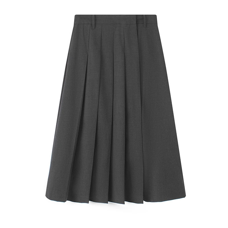 MM商场同款2025秋款显瘦灰色西装半身裙中长款a字裙女41221