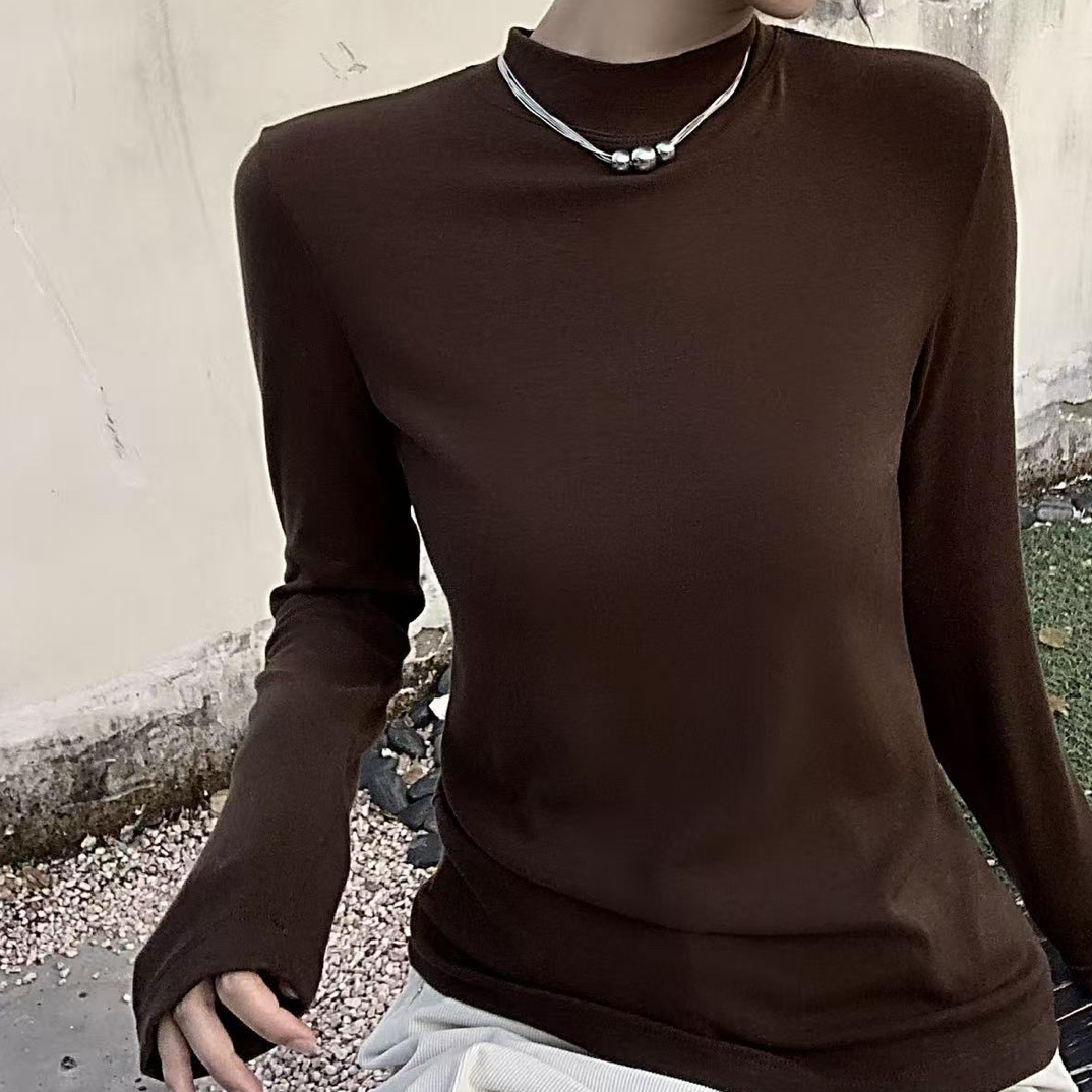 【海南简爱】修身显瘦内搭打底衫T恤1533咖啡