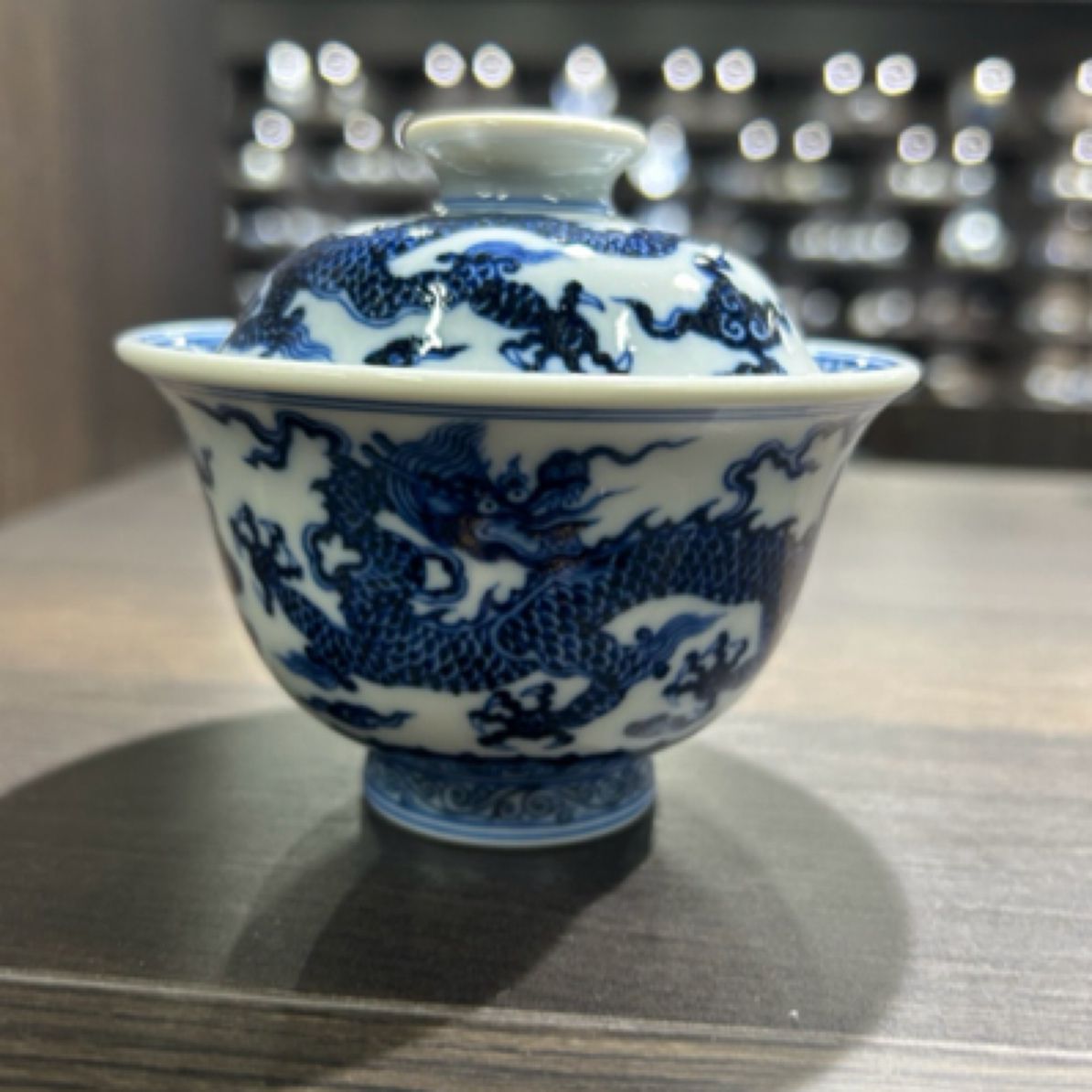 刘建锋窑 青花龙纹盖碗