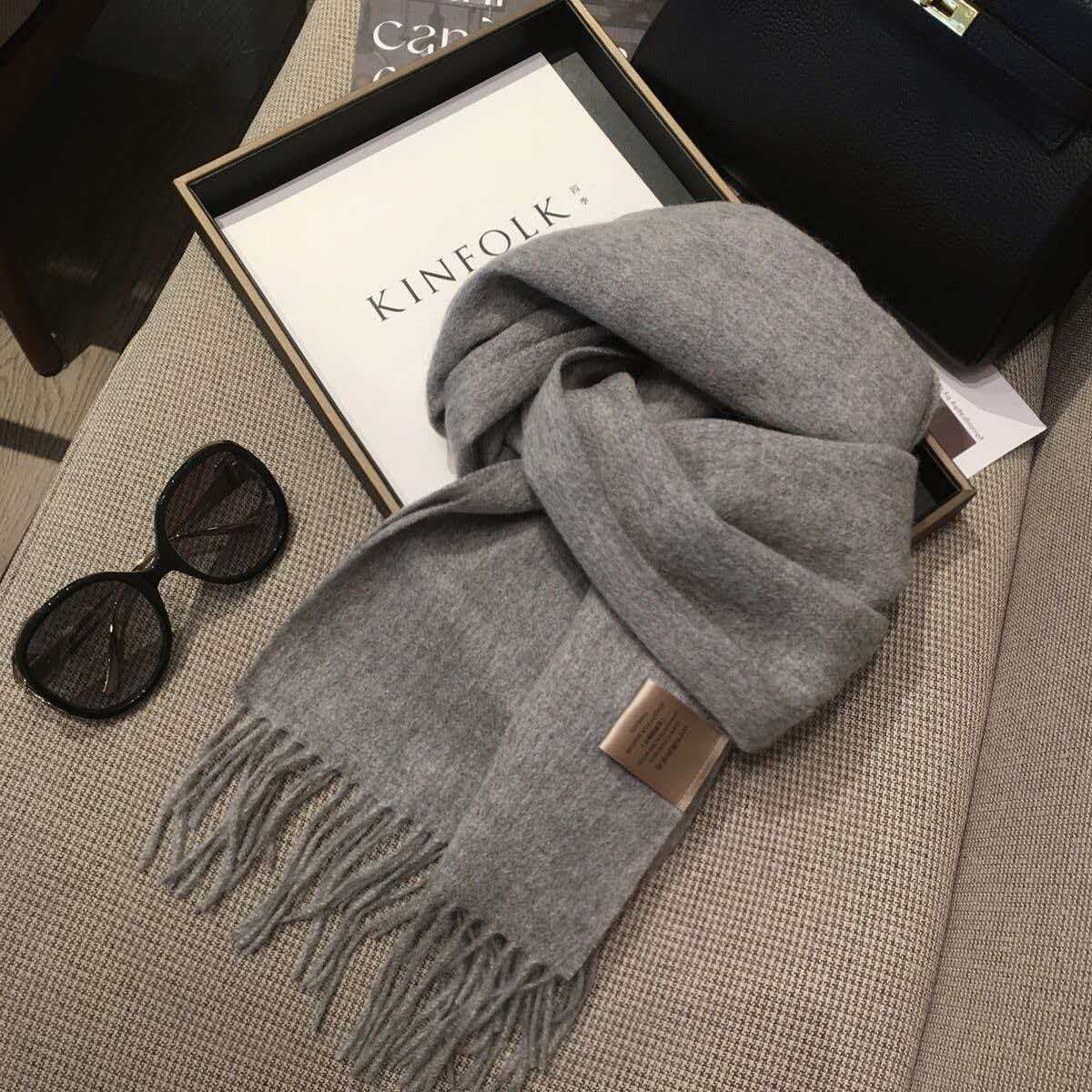 澳洲羊毛大象灰色180*30长巾丝巾围巾披肩空调毯L225