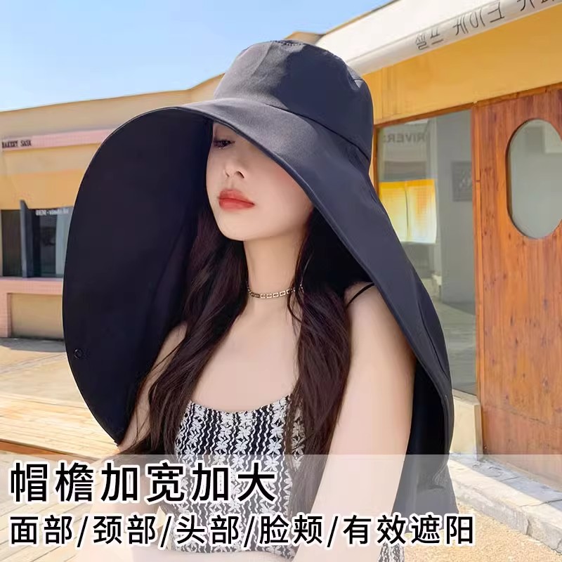 2025新款加宽加大帽檐面颈头脸四位防晒多效防晒渔夫帽时尚户外