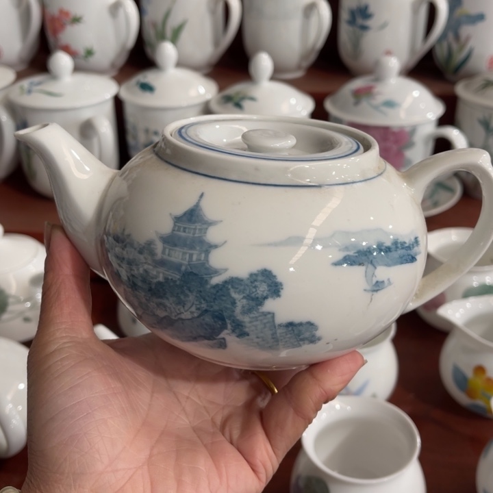 陶瓷醴陵群力釉下青花茶壶，2等