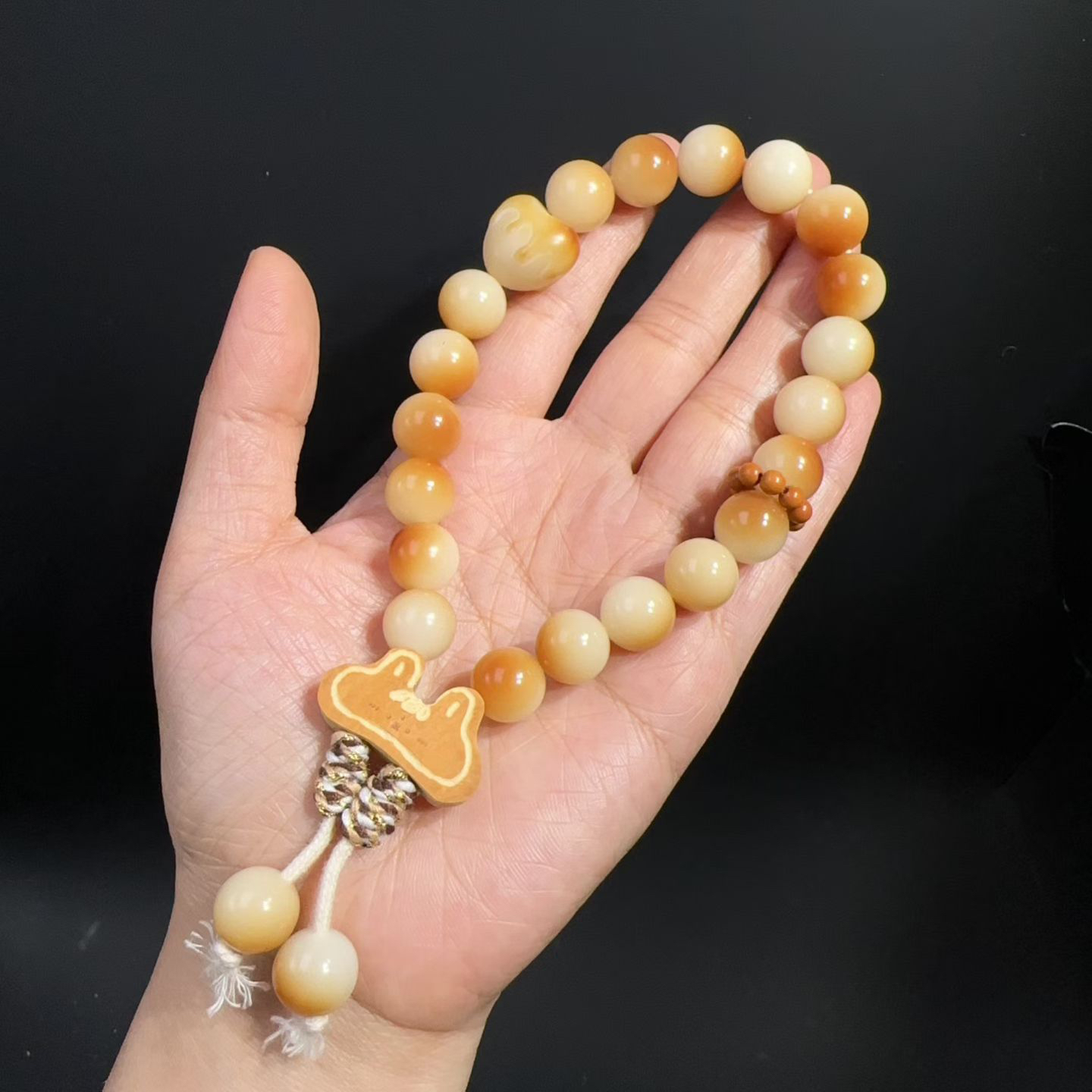 非金属玻璃手链 饰品天然炭烧菩提手持原创文玩手把件新中式