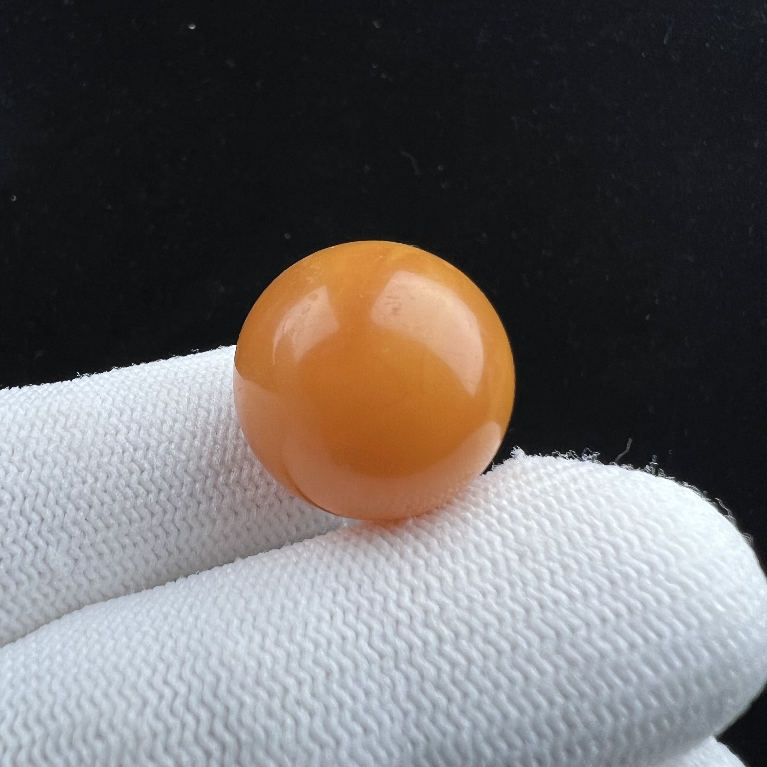 D19-45天然蜜蜡瑕疵特价 鸡油黄圆珠19.7mm支持鉴定假一罚十