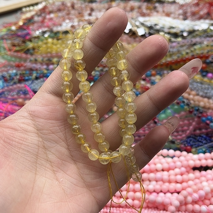 玛瑙/玉髓珠宝半成品未镶嵌一条6mm左右金发晶