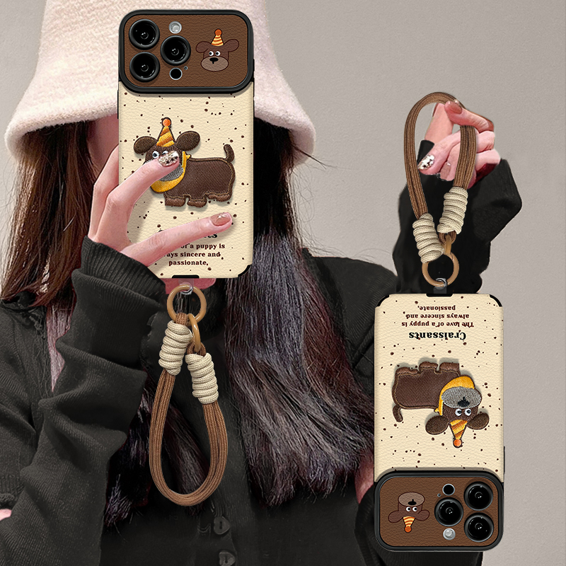 斑点狗公仔适用苹果17华为vivo/oppo小米iPhone16视窗贴皮手机壳