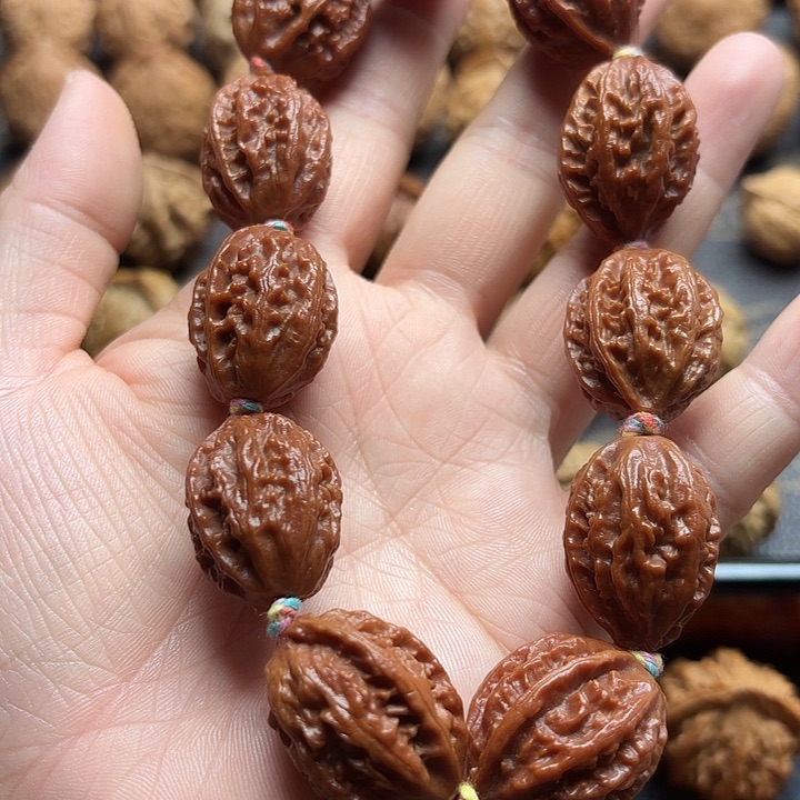 文玩核桃把件红皮小枣八棱手串1889