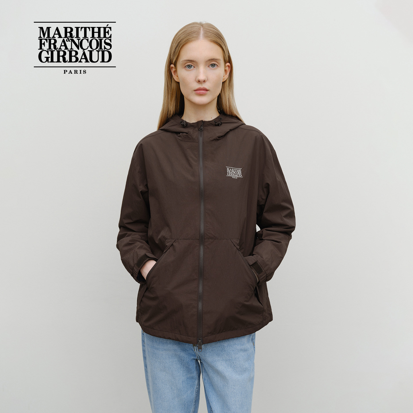 MARITHE经典LOGO连帽防风夹克 潮流男女同款外套MFG45FJK204