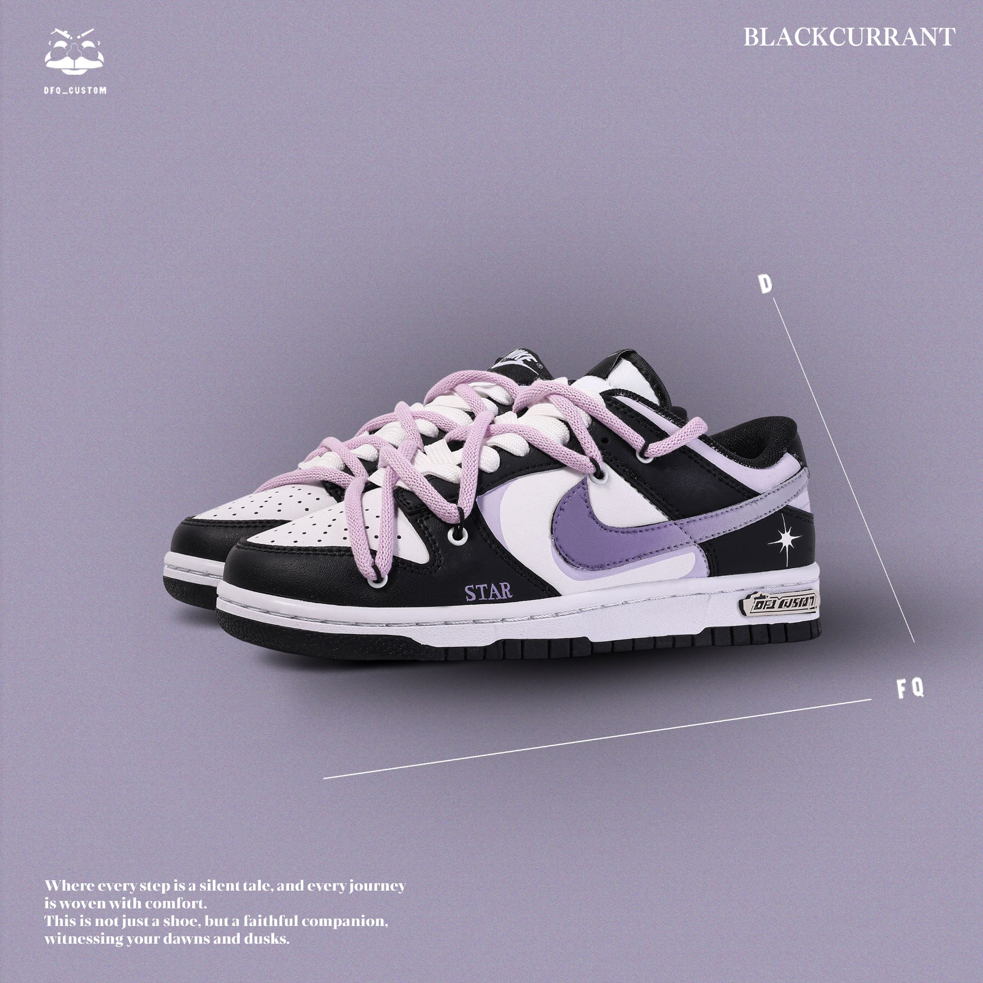 NIKE/耐克Dunk 黑加仑 复古 潮流 简约 百搭 舒适 手绘 定制鞋