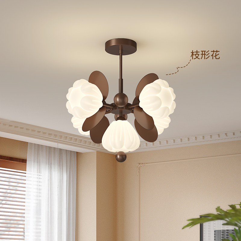 中古风卧室灯花香四溢餐厅灯侘寂风书房半吊灯法式奶油创意棉花款