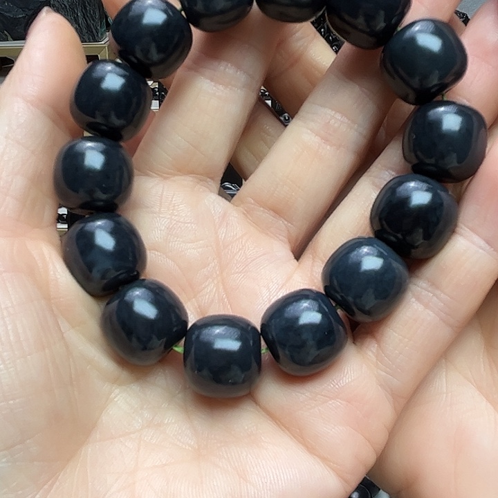 和田玉（墨玉）未镶嵌手链卡16老型福利款