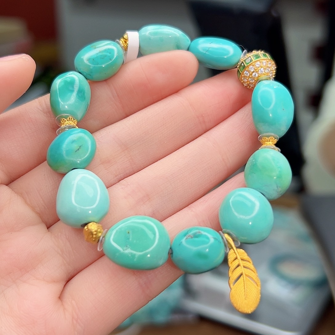 绿松石珠宝奇石18K金镶嵌