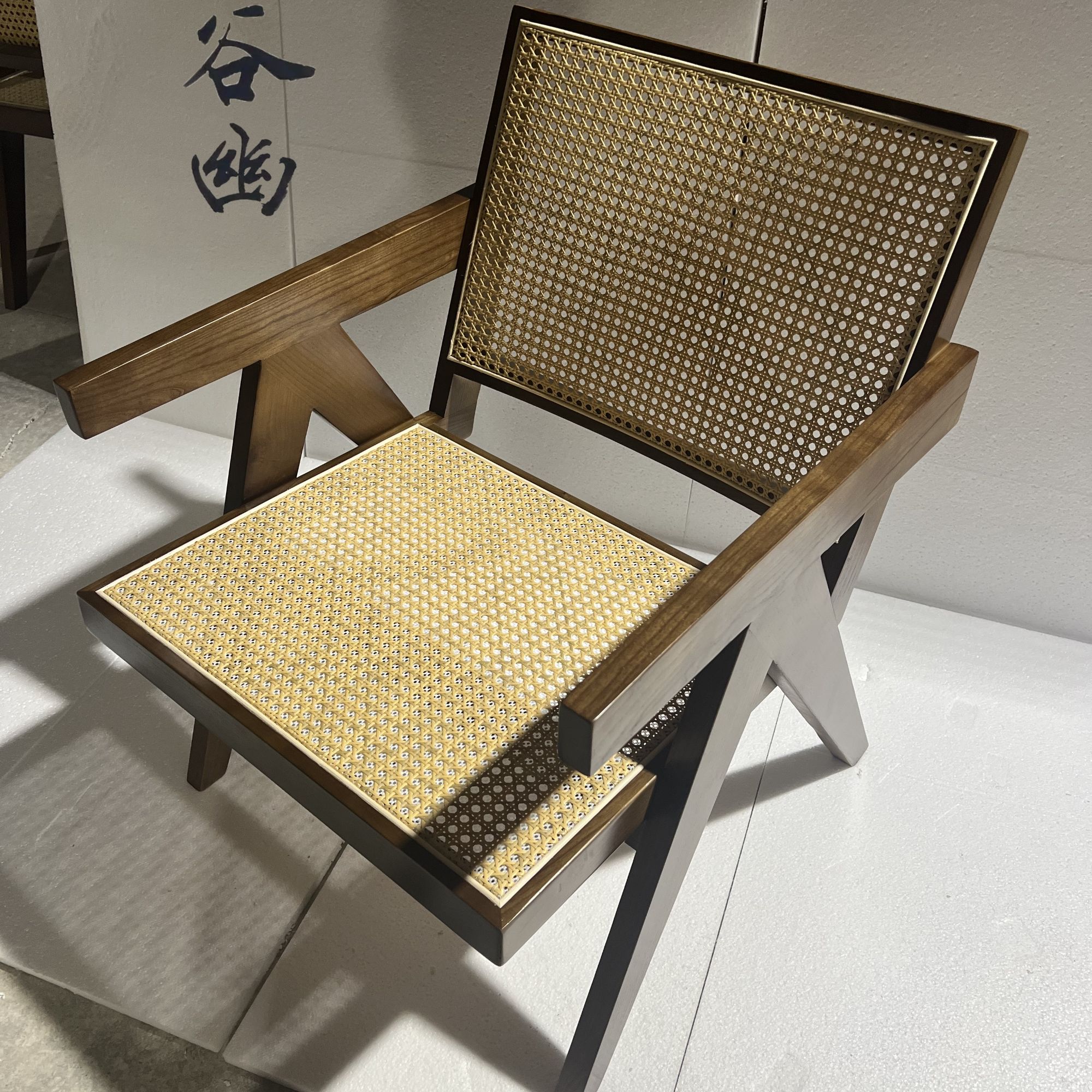 白蜡木沙发椅北欧日式简约实木藤编扶手复古家用阳台名宿单人