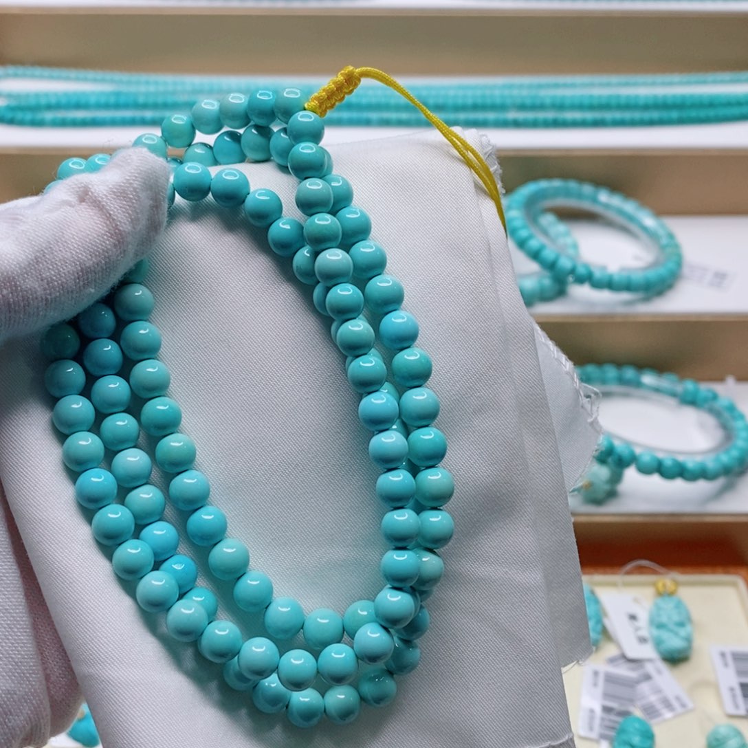 绿松石未镶嵌圆珠佛珠链