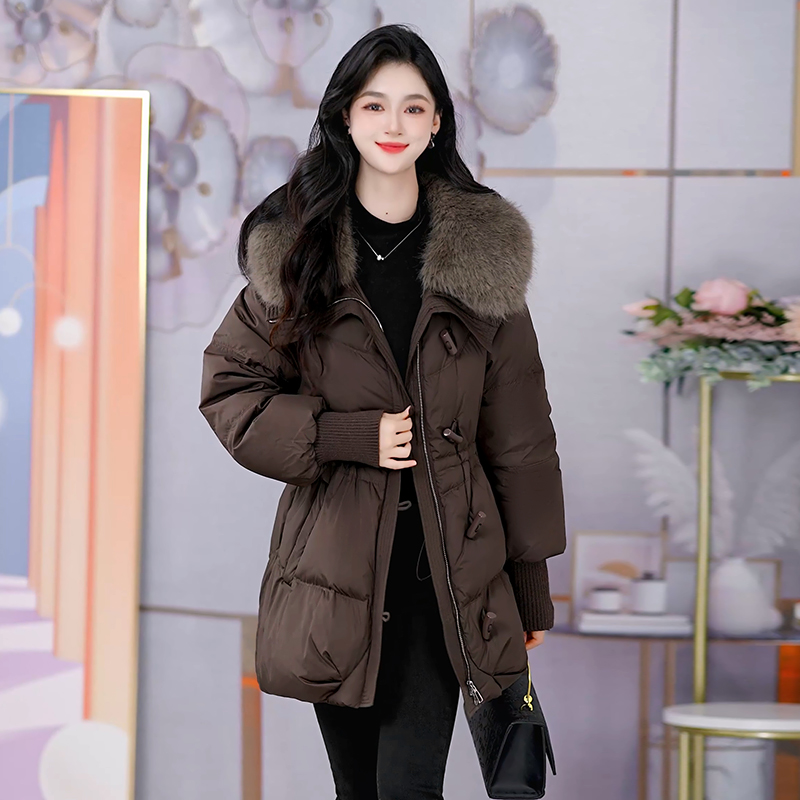 冬季新款女装保暖中长款羽绒服气质减龄收腰显瘦时尚百搭羽绒外套