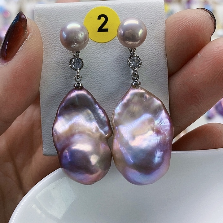 银S925镶嵌耳饰淡水珍珠