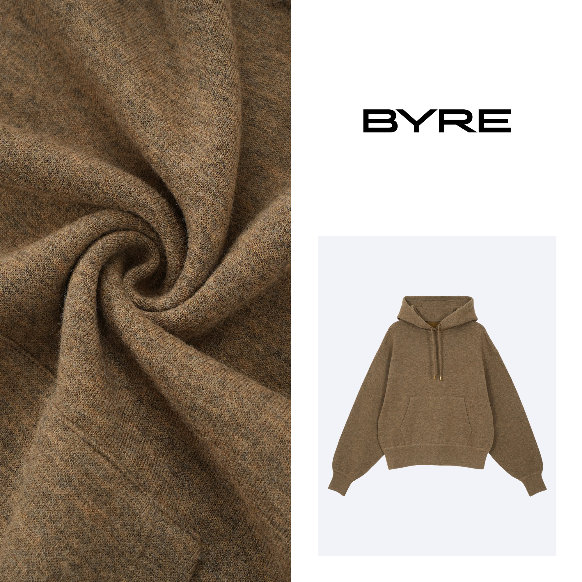 YS538 棕色连帽羊绒衫【干洗】