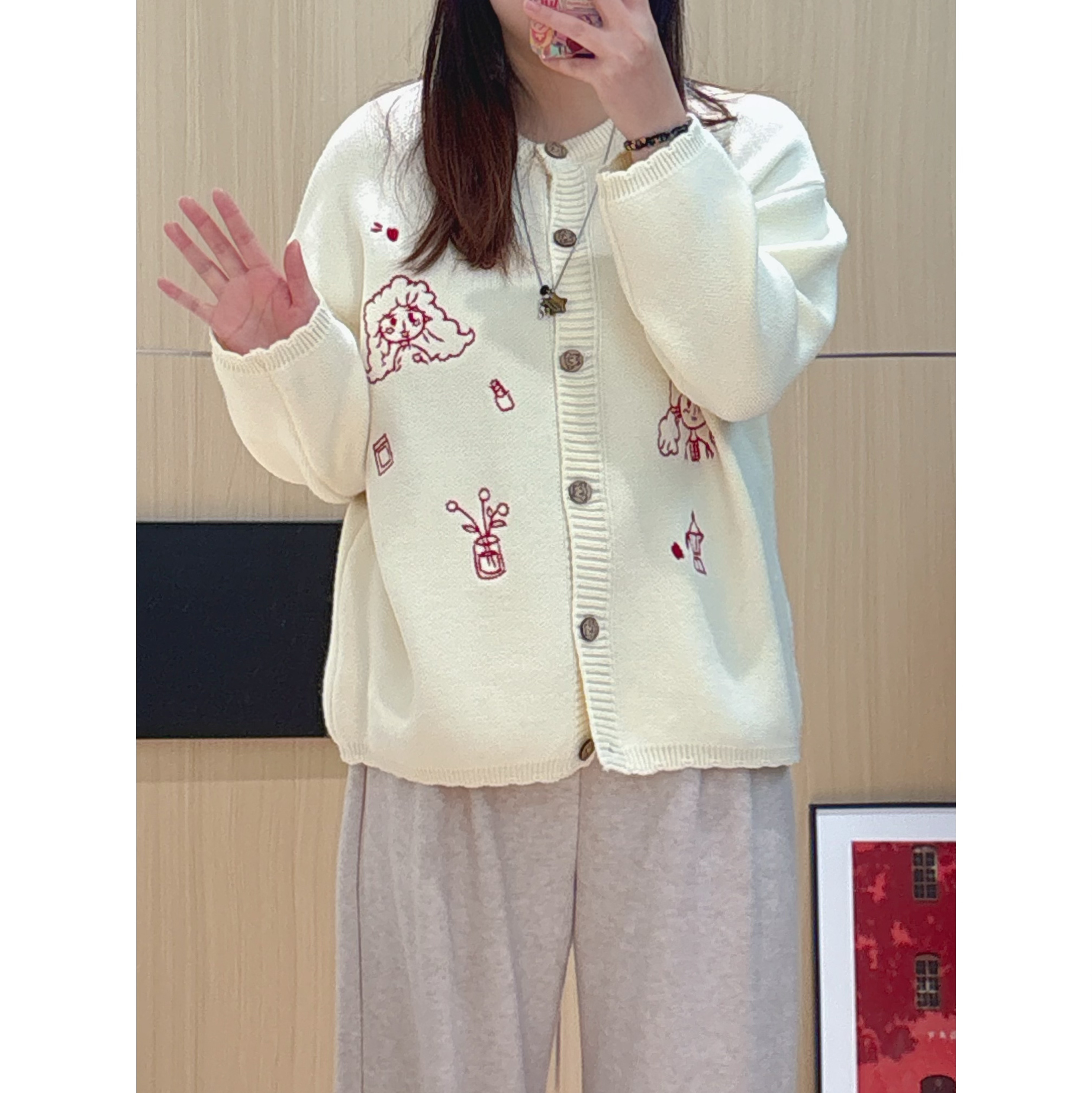 【咔咔】小女孩-针织开衫款冬季秋季圆领毛针织衫女装复古K0515